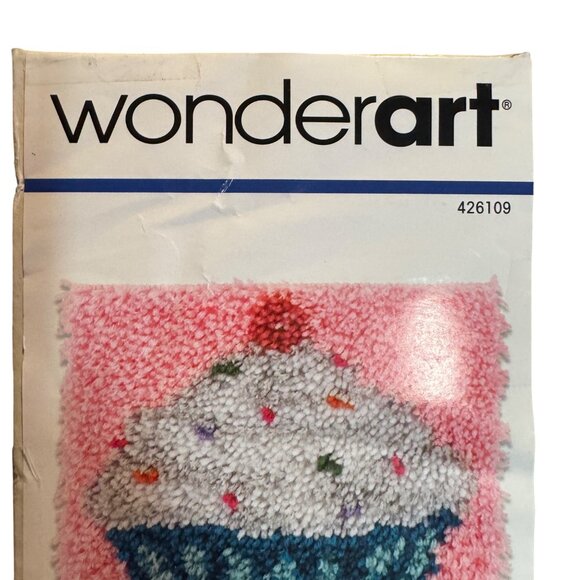 Wonderart Shaggy Latch Hook Rug Kit 12x12 cupcake pillow wall hanging decor 4261 - Picture 2 of 8